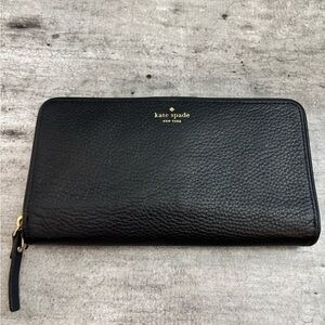 Kate Spade Black Large Wallet Snap And Zip- Minor Flaws